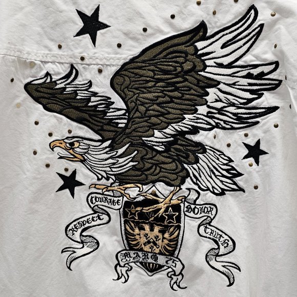 RARE Vintage Marquis MARQ 75 Button Down Dragon Eagle Alpha Embroidered Shirt - Picture 2 of 16